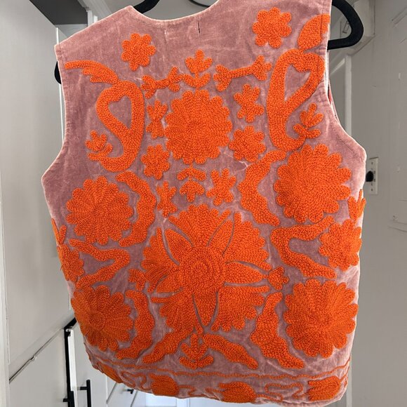 Banjaara Folk Embroidered Waistcoat - Russet - Picture 2 of 3